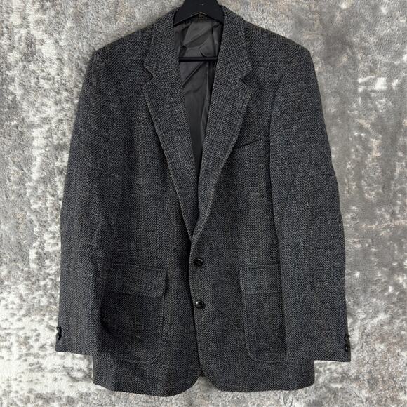 Woodmere Sz 41L Wool Career Notched Blazer Jacket Gray Long Sleeve Button Lined - Picture 1 of 10